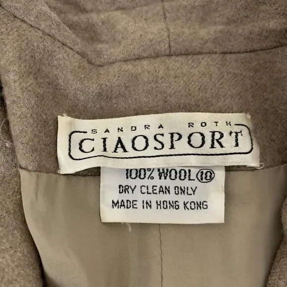 Vintage 100% Wool Double Breasted Peacoat Women 10 Brown‎ Pockets Quiet Luxury